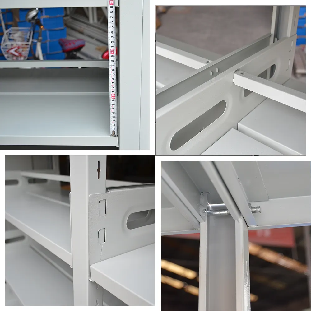 Book Shelf Rack Livre Steel Iron 4 étagère Double côté en acier Bibliothèque Bibliothèques de la bibliothèque de la bibliothèque
