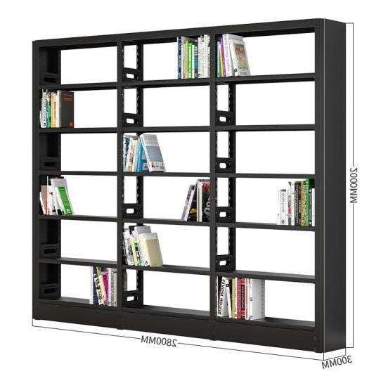 Book Shelf Rack Livre Steel Iron 4 étagère Double côté en acier Bibliothèque Bibliothèques de la bibliothèque de la bibliothèque