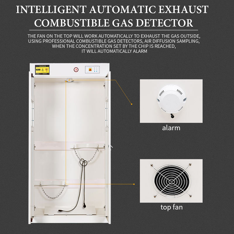 Cylindre à gaz Armoire de rangement de sécurité avec détecteur sensible Laboratoire Armoire en acier Cylindres de gaz